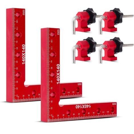 90-Grad-Winkelklemme, 2er-Set L-förmige Positionierungswinkel, 140mm x 140mm Aluminium-Holzbearbeitungsklemme, für Schränke, Bilderrahmen, Schubladen, Kisten