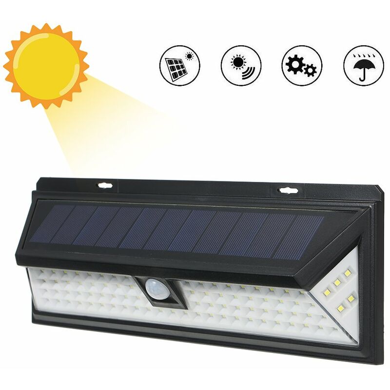 

90 LED Energia Solar PIR Sensor de Movimiento 3 Modos Lampara de Pared Lampara de Jardin Patio Exterior Impermeable