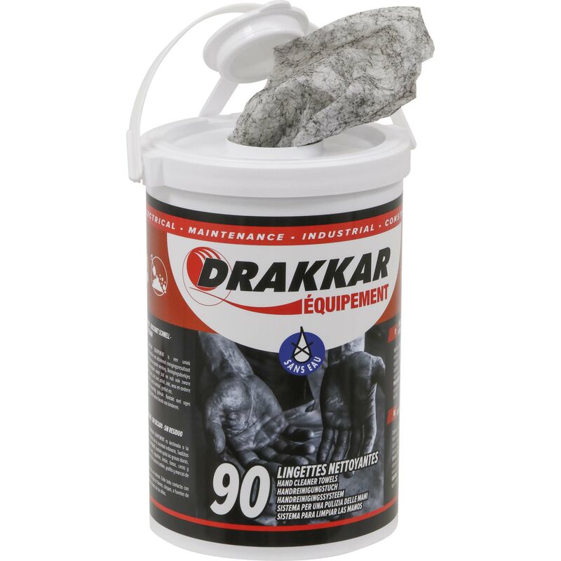 Drakkar Equipement - 90 lingettes nettoyantes mains impregnees 14355