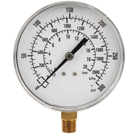 90-mm-Radial-Öldruckmanometer 0–300 psi (0–20 bar) – 1/4-NPT-Anschluss
