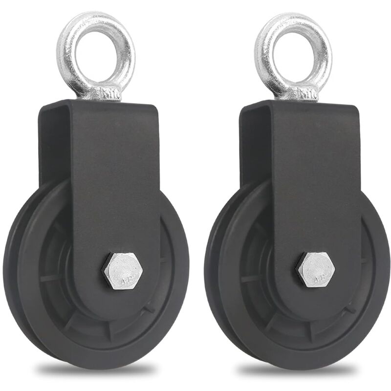 Image of 90 mm Seilrolle, Fitnessrolle, DIY-Zubehör, Heberolle für Drahtseilseil, Tragkraft 160 kg (2 Stück)