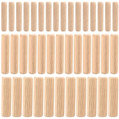 90 Pièces Assortiment de Chevilles en Bois, Chevilles en Goujon Bois Coniques Rainurées M6 M8 M10 pour Fraisage, Rainurage, Artisanat, Bricolage, Travail du Bois, Travaux de Menuiserie