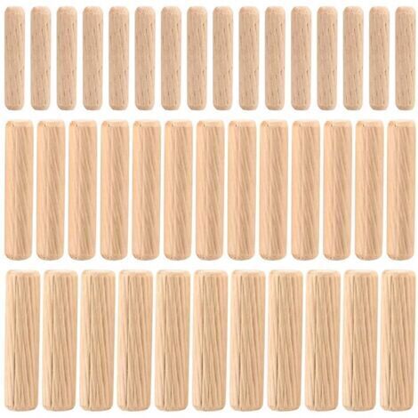 90 Pièces Assortiment de Chevilles en Bois, Chevilles en Goujon Bois Coniques Rainurées M6 M8 M10 pour Fraisage, Rainurage, Artisanat, Bricolage, Travail du Bois, Travaux de Menuiserie
