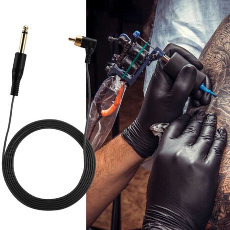 90°-RCA-Stromkabel für Tätowierer – Professioneller gebogener Stecker (Schwarz)