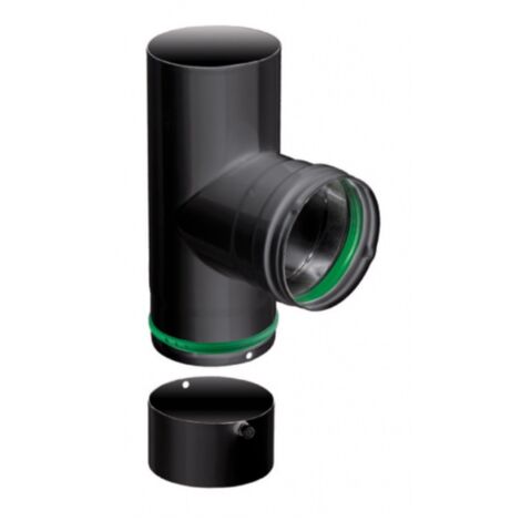 90° T-Bogen - mit Pad - 0,7MM Emaille - schwarz - Ø80 - Isotip Joncoux