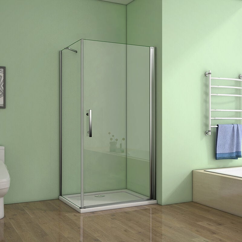 90 Tür x 100 Seitenwand xH.185cm 6mm nano glas Eckeinstieg