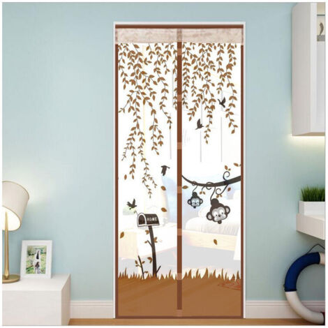 90 x 210 cm, braunes magnetisches Tür-Moskitonetz – Netzvorhang – Hält Insekten fern