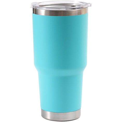 900 ml Edelstahl-Isolierbecher, großes Fassungsvermögen, weite Öffnung, ideal für Autofahrten, himmelblaue Farbe.