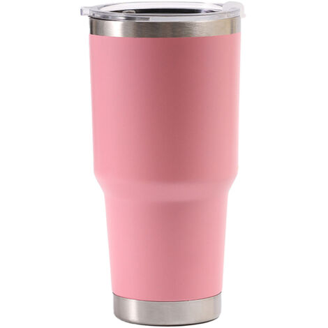 900-ml-Edelstahl-Isolierbecher, großes Fassungsvermögen, weite Öffnung, Isolierflasche für Kaffee und Wasser, ideal für Autoreisen, rosa