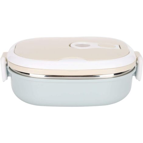 900-ml-Lunchbox mit einem isolierten Fach für warme und kalte Speisen. Tragbar und stapelbar, aus Edelstahl 304, für Erwachsene und Kinder.