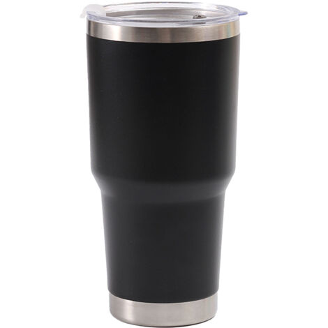 900 ml schwarzer Isolierbecher mit großer Öffnung für Kaffee und Autofahrten