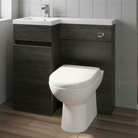 Bathroom Vanity Unit Basin Sink 900mm Toilet Combined Furniture Left Hand Grey 