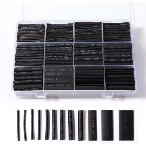 900 pieces heat shrink tubing, black heat shrink tubing, electrically insulating heat shrink tubing for cables, 12 sizes - shrink ratio 2:1 MUMU
