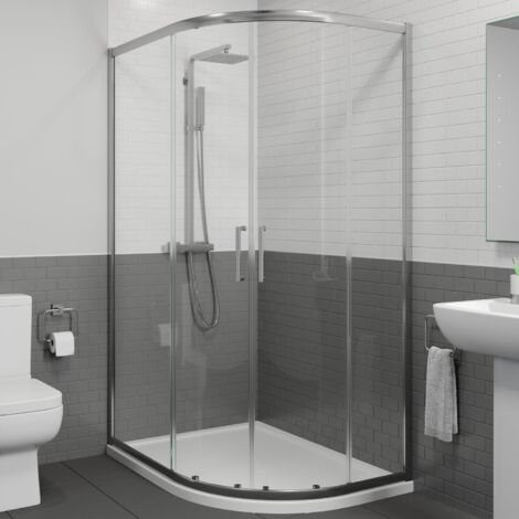 900 x 760mm RH Offset Quadrant Shower Enclosure Framed 8mm Glass Tray & Waste