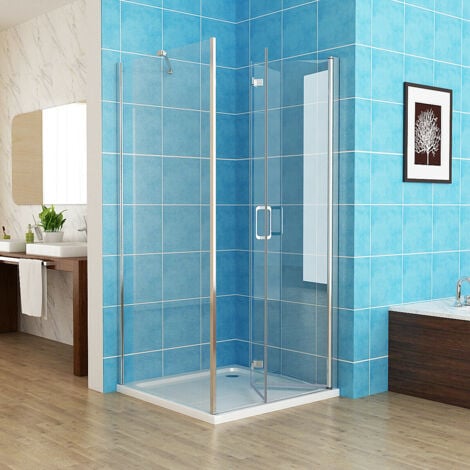 800 x 700 mm Shower Enclosure Cubicle Door Corner Entray Bifold Door with 700 mm Side Panel 6 mm Easy Clean Glass - No Tray