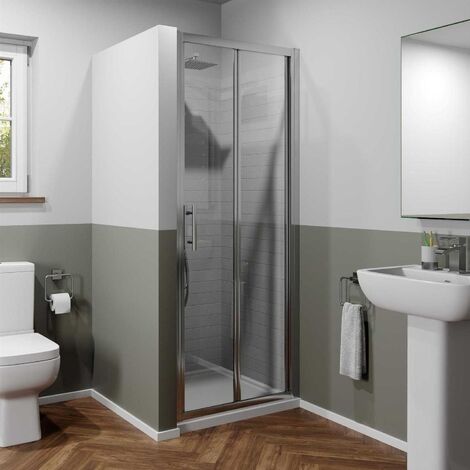 main image of "900mm Bathroom Bi Fold Shower Door Walk In Enclosure Framed 6mm Safety Glass"
