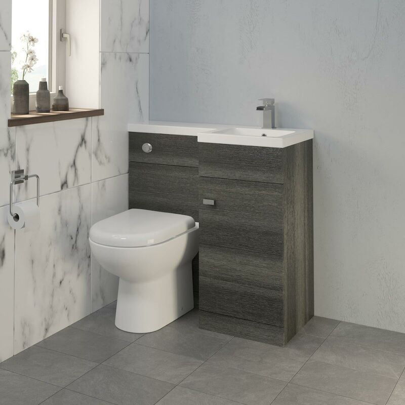 900mm Bathroom Vanity Unit Basin & Toilet Combined Unit RH Grey