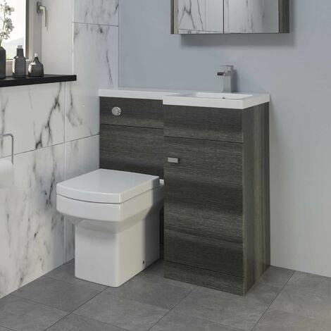 900mm Bathroom Vanity Unit Basin & Toilet Combined Unit RH Grey