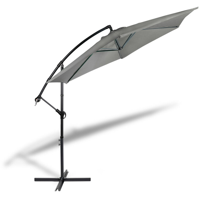 

909 OUTDOOR Sombrilla Playa Grande, Sombrilla protección UV, Sombrilla de jardín para Exterior Ø 3x2,5m, Sombrilla Plegable antiviento de Color Gris
