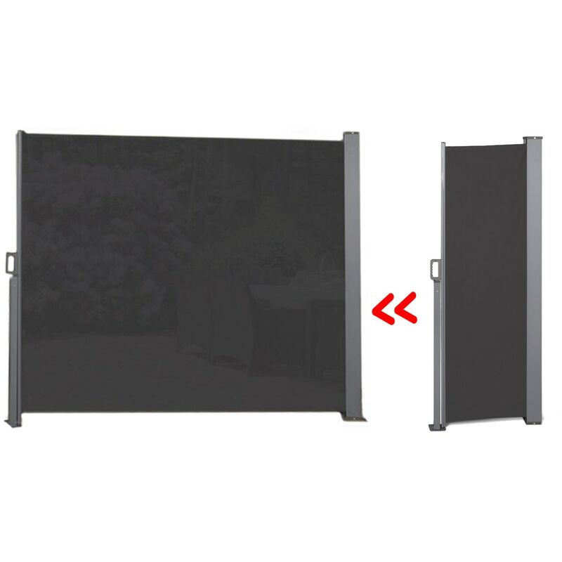 909 OUTDOOR Paravent Extérieur Rétractable Noir, Brise Vue Balcon 300 x 150 cm Résistant aux Intempéries et UV, avec Matériel de Fixation