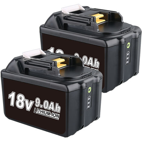 9.0Ah BL1860B Pack de 2 Batterie Compatible pour Makita 18V Outils Électrique sans Fils BL1850B BL1860 BL1830B BL1830 BL1840B BL1840 BL1835 BL1845 BL1850 BL1815 BL1890B 1942053 LXT-400