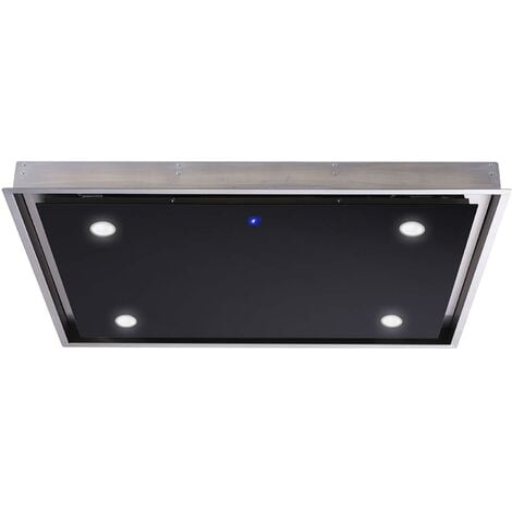 90cm Ceiling Cooker Hood Kitchen Extractor Fan In Black, Remote - SIA CLN91BL