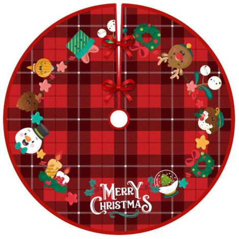 90cm Christmas Tree Skirt Brushed Cloth Carpet Personality Pattern New Year Christmas Tree Floor Mat Ornaments Decoration