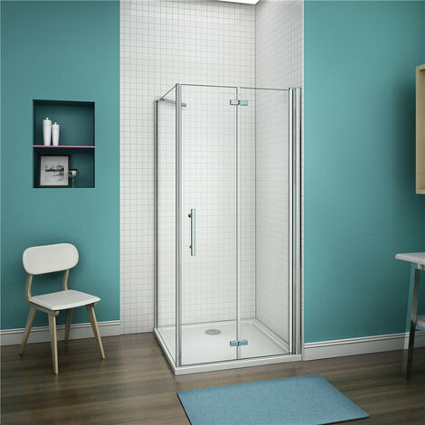 90cm Falttür mit 100cm Seitenwand H.195cm Duschkabine Scharniertür Duschabtrennung 6mm NANO Glas Dusche