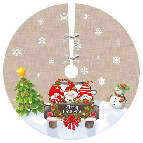90cm Jupe Sapin De Nol,3 Gnomes Couvre Pied Sapin Noel, Arbre De Noel Decoration, Joyeux Nol Jupe D'arbre Tapis Pour Sapin Pour Nol
