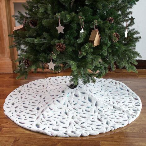 90cm Jupe Sapin De Nol,plumes Colores Peluche Couvre Pied Sapin Noel, Arbre De Noel Decoration, Joyeux Nol Jupe D'arbre Tapis Pour Sapin Pour Nol