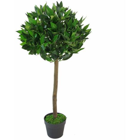 90cm Leaf Design UK Artificial Realistic Bay Laurel Topiary Ball Tree