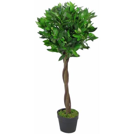 90cm Leaf Design UK Artificial Realistic Bay Laurel Topiary Ball Tree