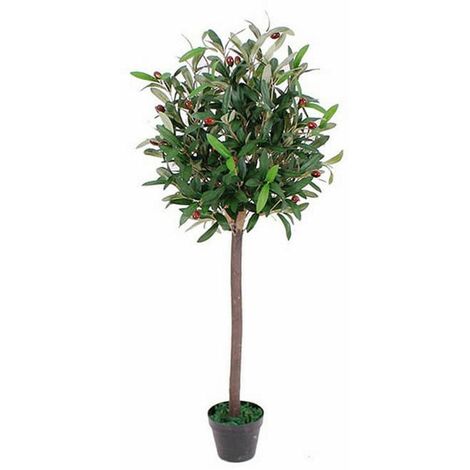90cm Leaf Design UK Realistic Artificial Olive Tree in Black Plastic Pot