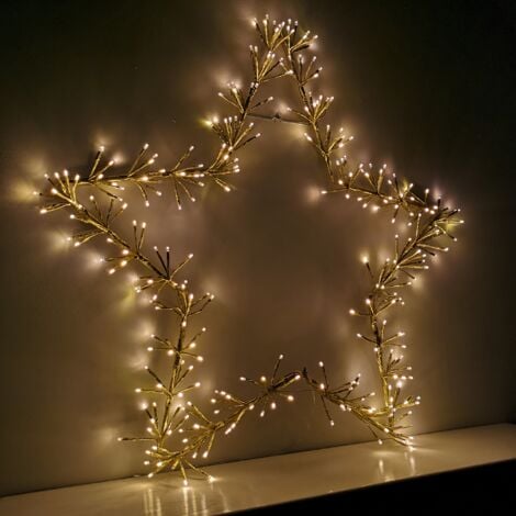 PREMIER DECORATIONS 90cm Premier Twinkling LED Gold Star Silhouette Christmas Decoration in Warm White