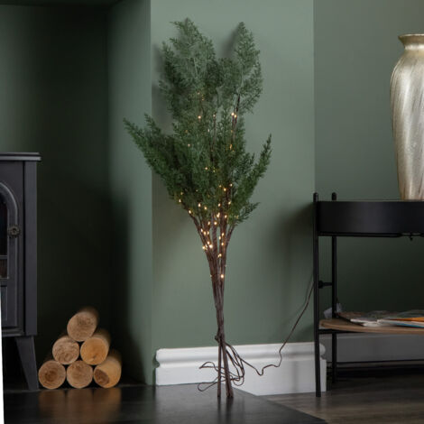 90cm Set of 3 Light up Christmas Fir Twig with 90 Warm White LEDs (Twigs only)