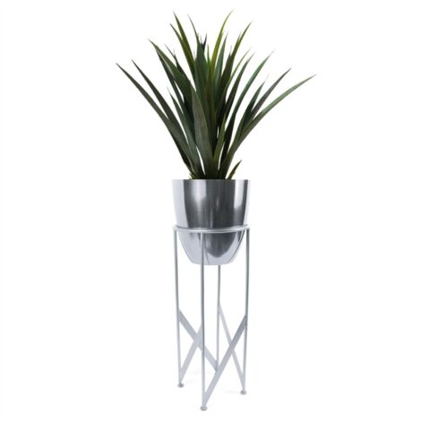 90cm Silver Planter with Artificial Yukka Plant