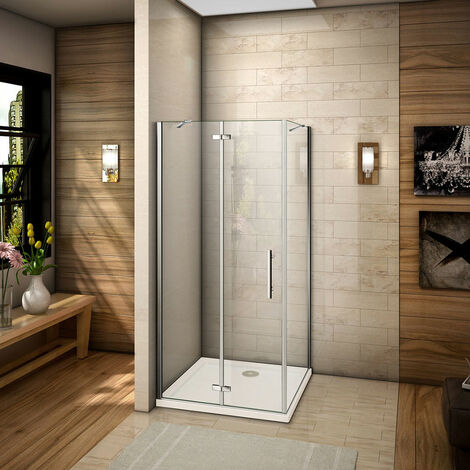 90cm Tür mit 100cm Seitenwand H.185cm Duschkabine Scharniertür Duschabtrennung 6mm NANO Glas Dusche