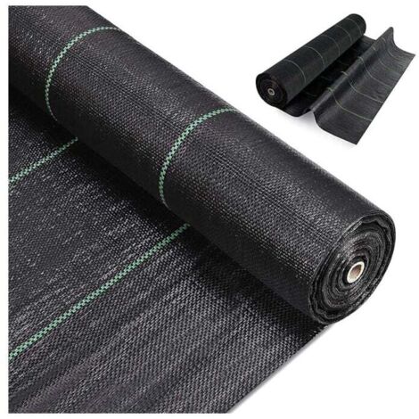 90g/1 pied carré，Toile de paillage , Géotextile, Toile de contrôle des mauvaises herbes dans le jardin, Tapis noir agricole, Inhibiteur de racines, Contrôle des mauvaises herbes, Toile perméable à l'e