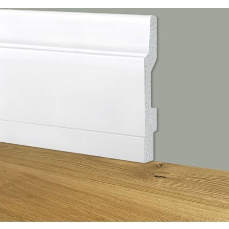 90ml bancale di Battiscopa Modernissimo BIANCO mod. DUBAI 130x15x2000mm in POLIMERI - Polistrutturato