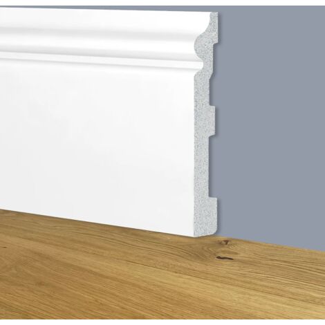 90ml bancale di Battiscopa Zoccolino BIANCO mod. ETNICO 180x19x2000mm in POLIMERI - Polistrutturato