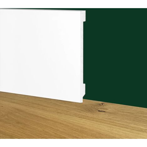 90ml Bancale di Battiscopa Zoccolino BIANCO Squadrato passacavo 120x15x2000mm in POLIMERI - Polistrutturato