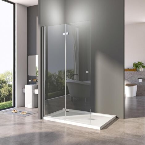 90x185cm Walk in Dusche Walk in Duschwand Falttür Dusche Duschtrennwand, 6mm ESG-Sicherheitsglas