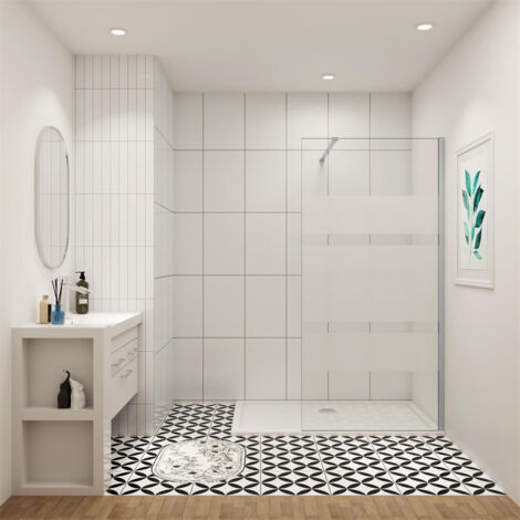 90x190cm 6mm ESG NANO Glas Duschwand mit Milchstreifen Walk in Dusche Glaswand Duschtrennwand