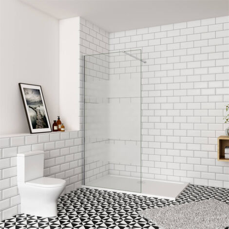 90x190cm Duschwand mit Milchstreifen 6mm ESG NANO Glas Walk in Dusche Glastrennwand