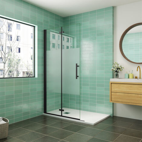 90x195cm 6mm Faltwand mit Milchstreifen Walk in Dusche Glaswand Duschtrennwand Falttür