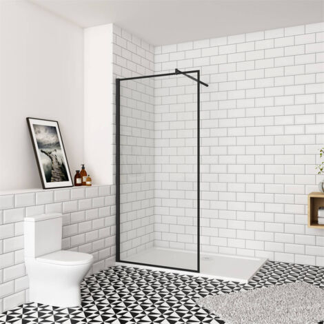 90x200cm 8mm Nano Glas ESG Trennwand schwarz Duschwand Glaswand Walkin Dusche