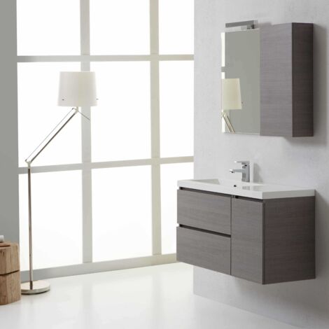 90X39 Cm Badezimmermöbel-Set In Holzoptik Dunkelgrau Manhattan