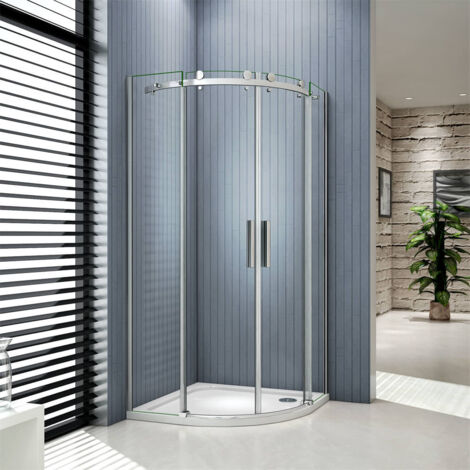 90x90x195cm 6mm ESG Glastür Runddusche Duschtür Schiebetür Viertelkreis Duschkabine