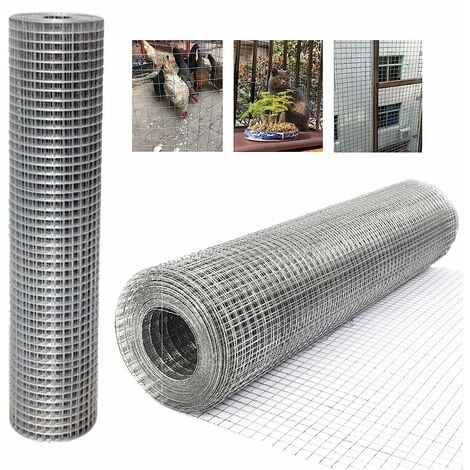 BRIEFNESS 915mm��15m Welded Wire Mesh Vegetables Garden Fruits Plants Animals Fencing 25mm Square Mesh Hardware Cloth 0.9mm Thickness Anti-rust Mesh Hot-dipped Galvanized Welded Wire Net