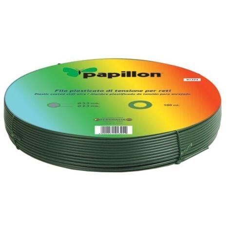 PAPILLON FILO ZINCATO PLASTIFICATO VERDE LEGATURA RETE RECINZIONI MM 2,4 X MT 100 22317